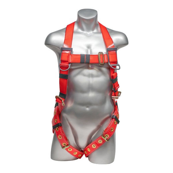 Red top Urethane Coated harness with 5 point adjustment, Pass Through Chest. SKU H212100014