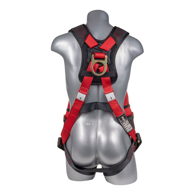 Red top, black bottom. Full body harness with 5 point adjustment, dorsal D-ring. SKU H212100511