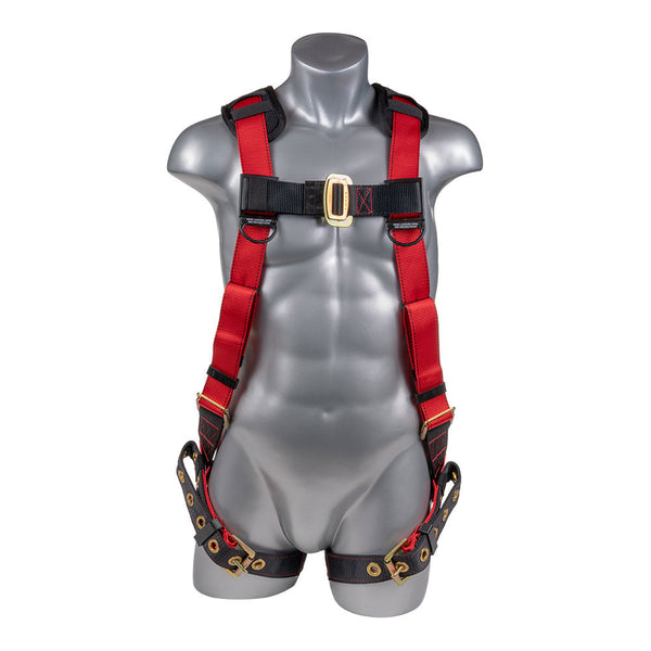 Red top, black bottom. Full body harness with 5 point adjustment, dorsal D-ring. SKU H212100511