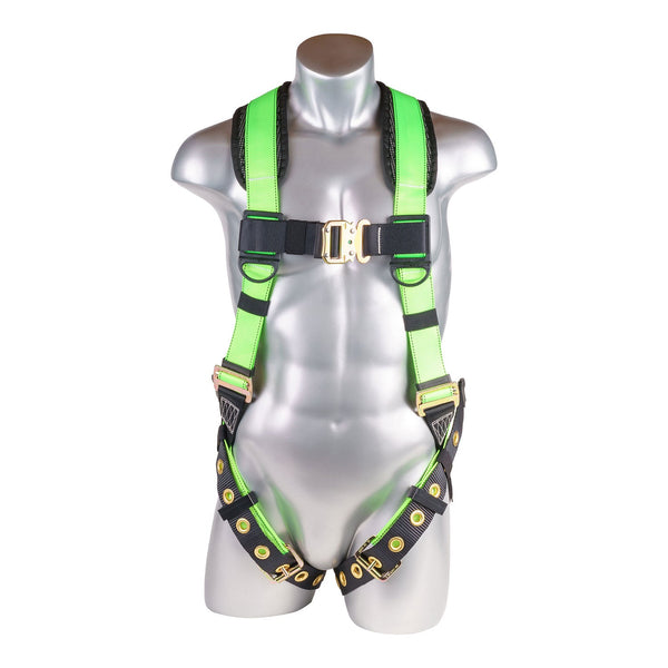 High Vis Green Top, Black Heavy Duty Bottom with 5 point adjustment. Quick Connect Chest. SKU H222100181