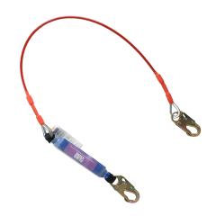 Foot level or head level Tie-back leading edge single leg shock absorbing lanyard with two forged snap hook. SKU L711113