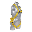 Yellow Full body harness with 3 point adjustment, dorsal D-ring, hip D-rings. SKU H11110105