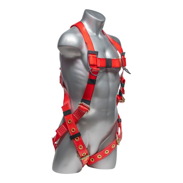 Red top Urethane Coated harness with 5 point adjustment, Pass Through Chest. SKU H212100014