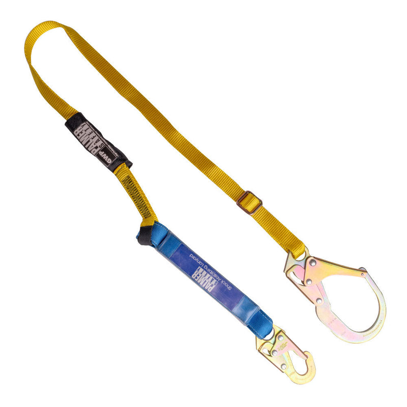 6ft adjustable shock absorbing lanyard with one snap hook and one rebar hook SKU L212111