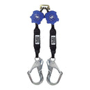 6ft. Twin Retractable web, light weight plastic housing, external shock-pack, 2¼" hook aluminum , ½" carabiner included. SKU RL121142T